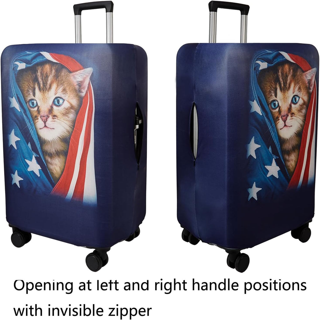 WUJIAONIAO Travel Luggage Cover Spandex Suitcase Protector Washable Baggage Covers (M (for 22-24 inch luggage), Cat A)