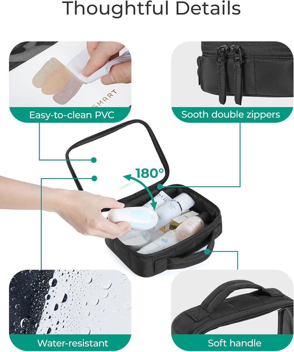 BAGSMART Clear TSA Approved Toiletry Bag, 2 Pack Travel Makeup Quart Size Cosmetic Bag with Handle for Women Men, Carry on Airport Airline Compliant