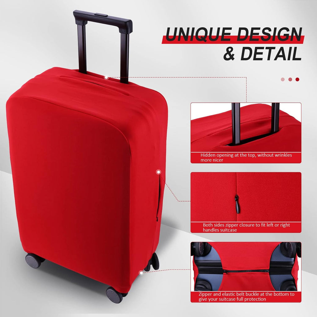 Travel Luggage Cover Suitcase Protector Scratch-Resistant Fit 19-31 Inch Suitcase, Not Included Suitcase (Red, S(19-21 inch))