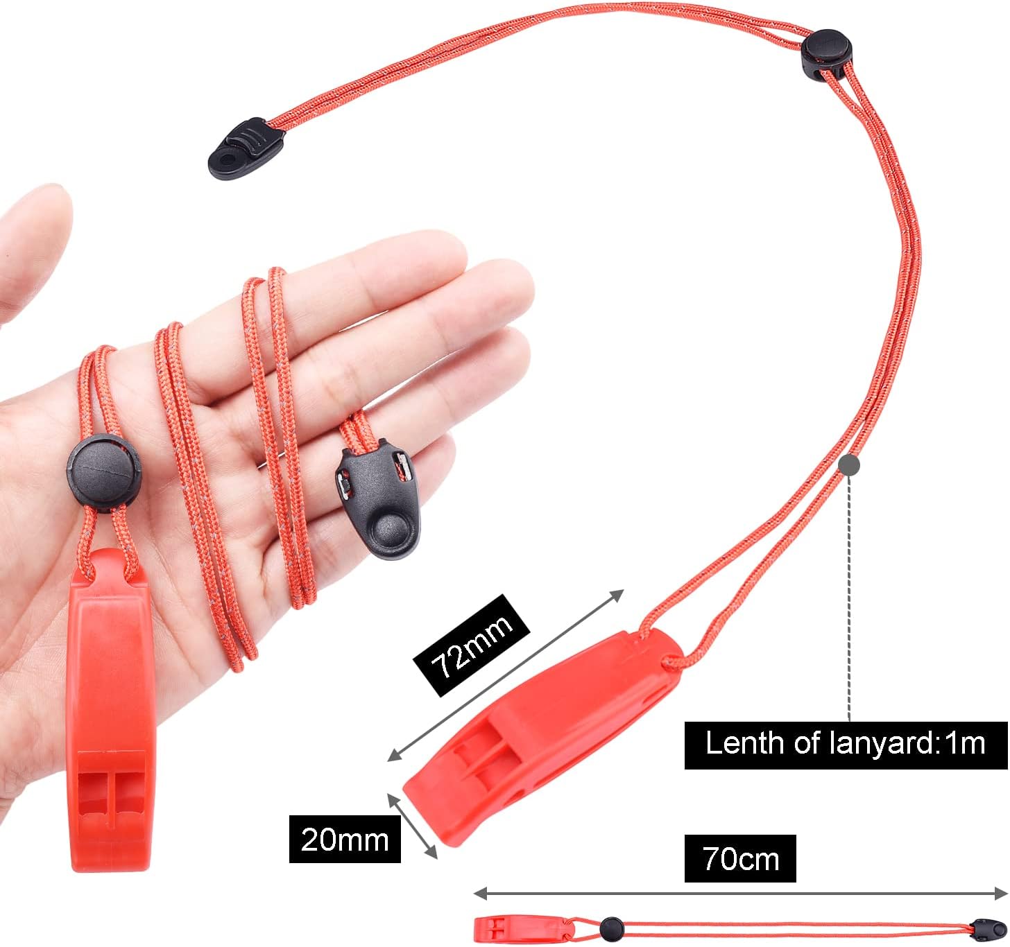 4Pack Emergency Whistle with Adjustable Reflective Lanyard, Shrill Loud Rescue Whistles for Outdoor Survival Hiking Camping Hunting Fishing Boat Kayak Life Vest Jacket Boating Rescue Signaling (Black)