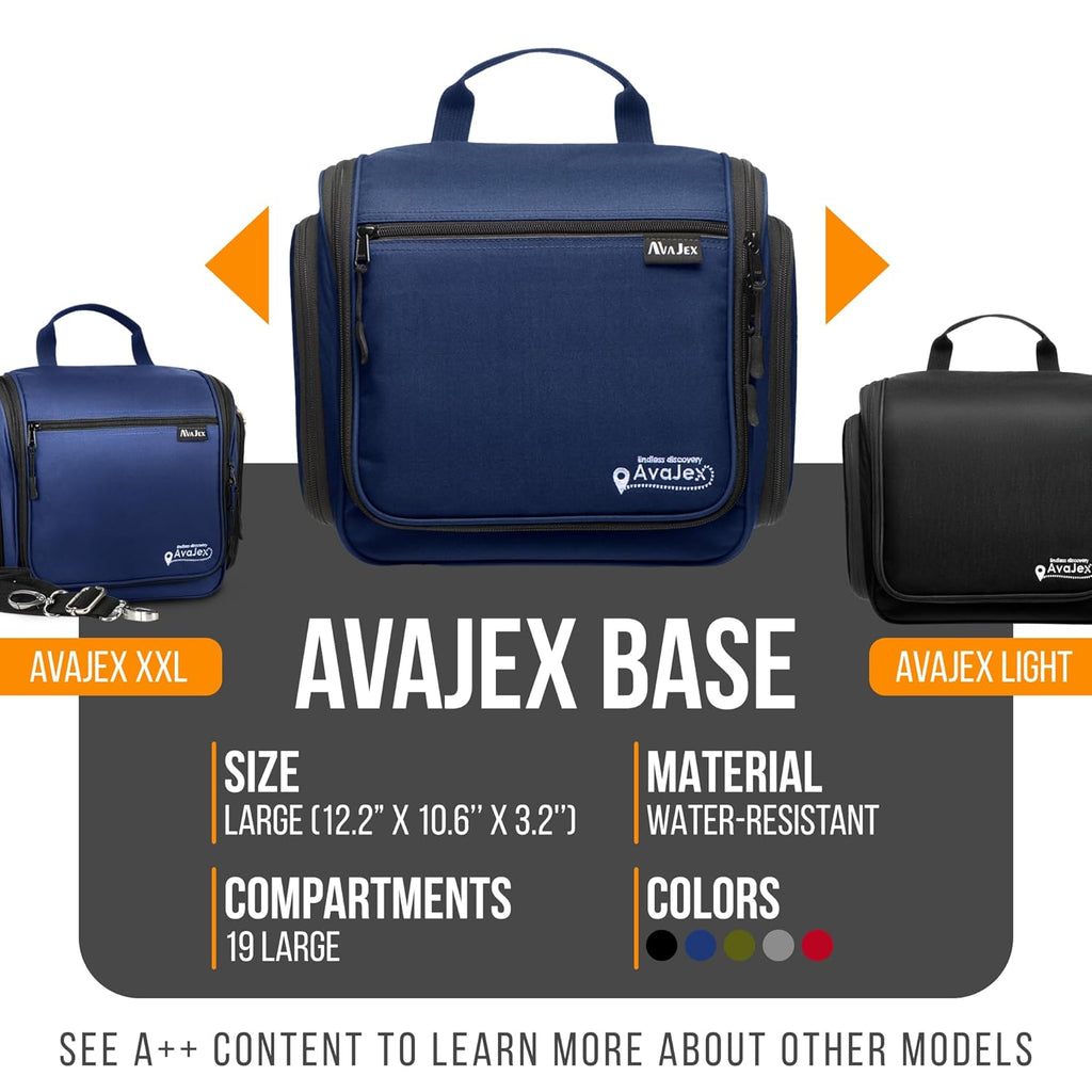 Travel Toiletry Bag for Men and Women - Large Hanging Toiletry Organizer - Waterproof Hygiene Bag with Metal XXL Swivel Hook, with Sturdy Zippers and 19 Compartments for Toiletries, Makeup, Cosmetics