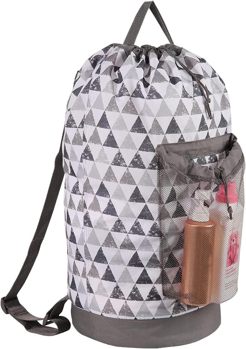 Dalykate Backpack Laundry Bag, Laundry Backpack with Shoulder Straps and Mesh Pocket Durable Nylon Clothes Hamper Bag with Drawstring Closure for College, Travel, Laundromat, Apartment