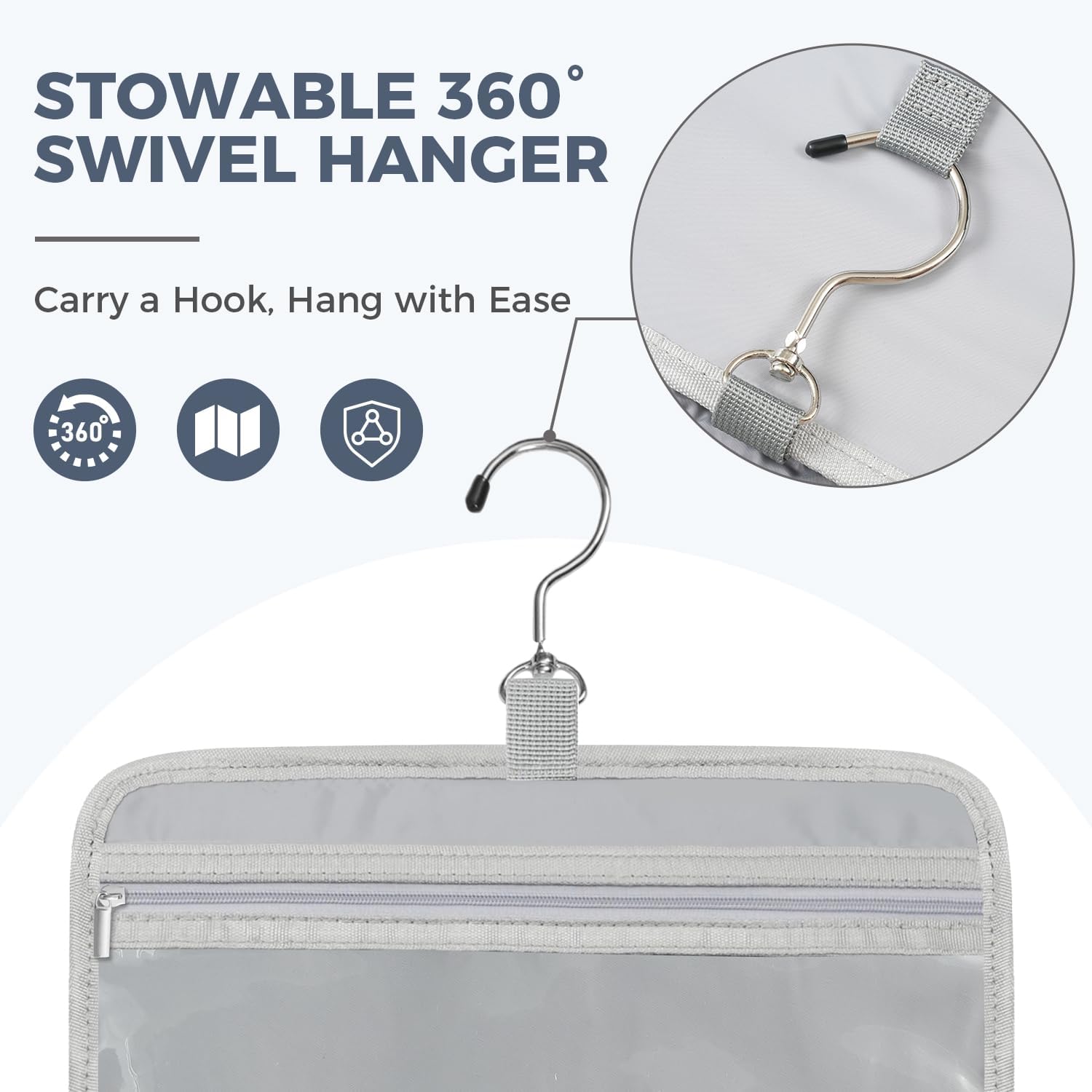 Toiletry Bag For women,Portable Hanging Organizer,4 Leakproof Compartment for full-sized Conditioner, Brushes Set, Makeup Accessories,Visible and easy to access.M-blue