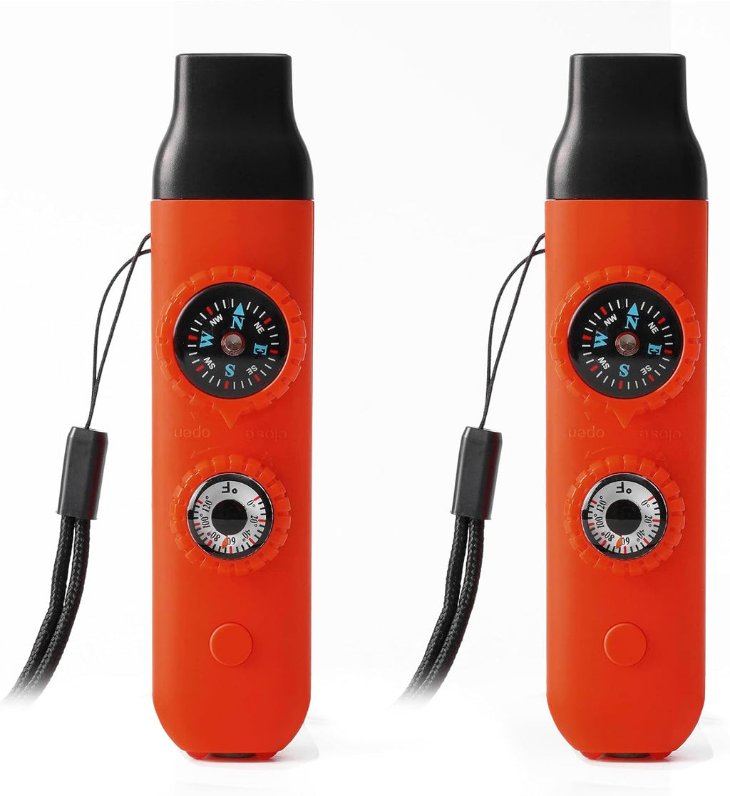 Emergency Survival Safety Whistle，Whistle for Kids with Lanyard,Compass,Thermometer,Ideal for Kayaking, Boating, Hiking, Camping, Climbing