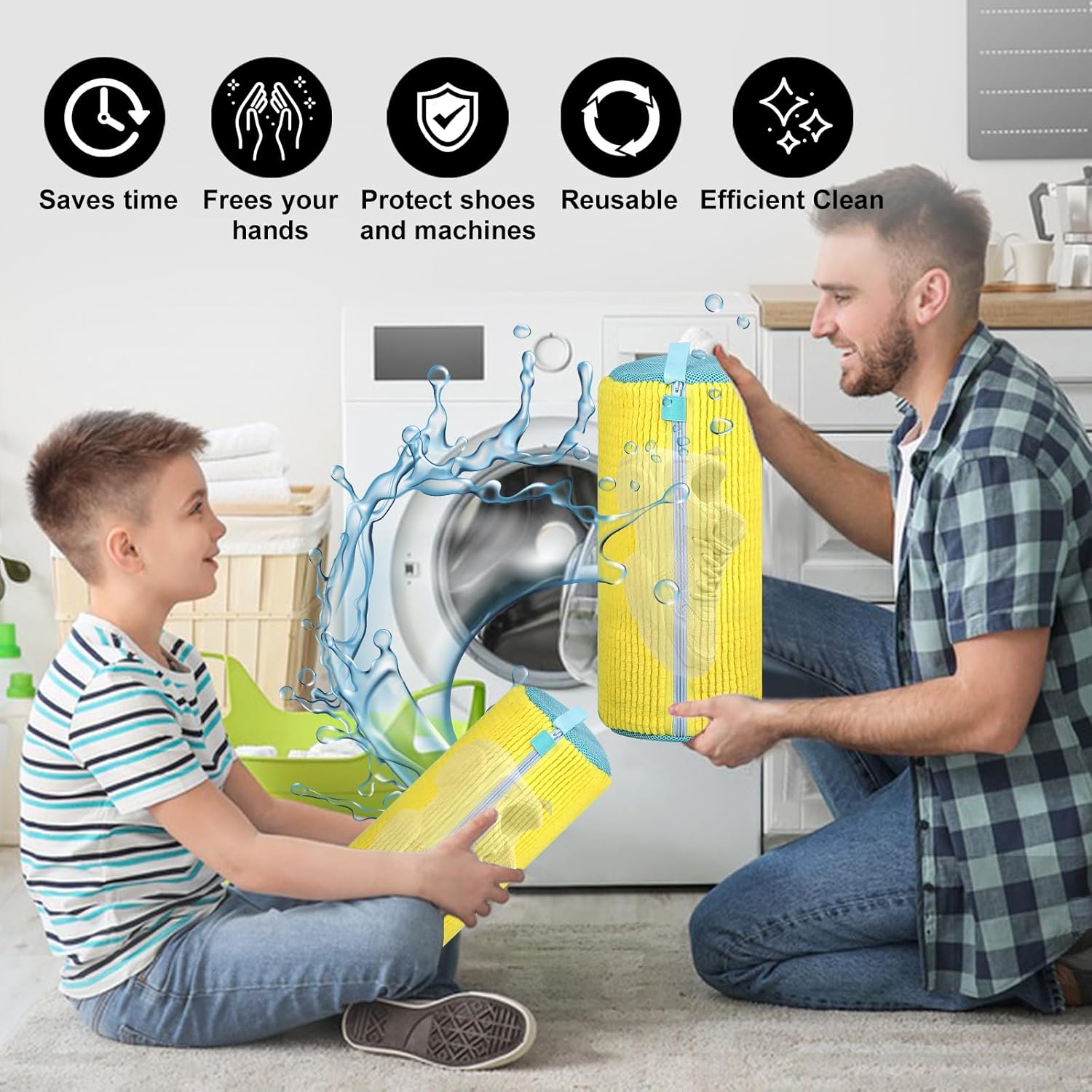 Shoe Bag for Washing Machine 2PCS, Reusable Laundry Shoe Bag for Washer & Dryer-Durable, All-Round Protection for Sneakers, Trainers, Casual Shoes