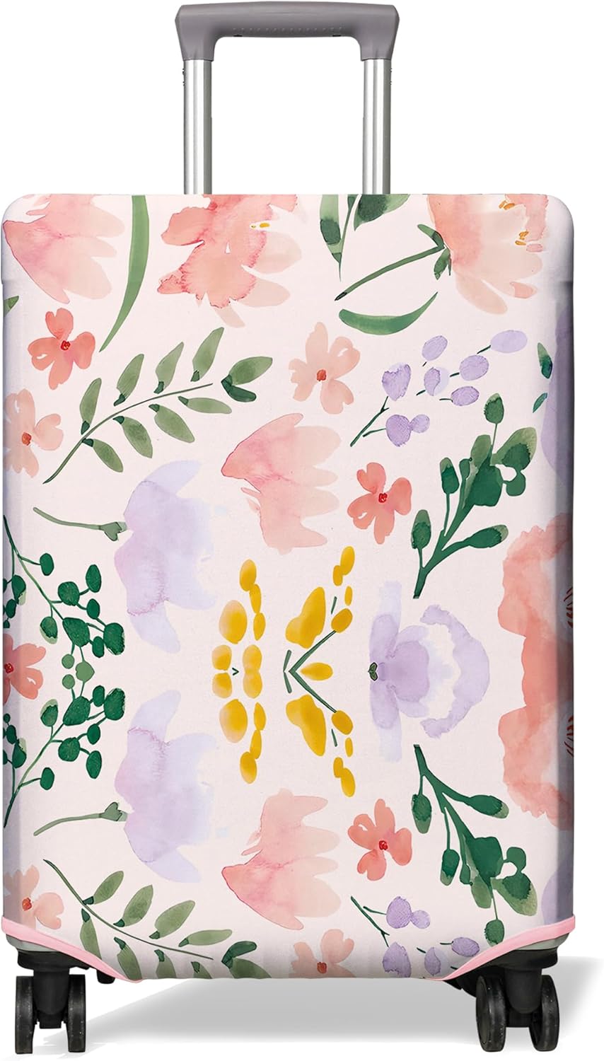Travel Luggage Cover Suitcase Protector Fits 18-32 Inch Wheel Covers PatternedTravel Related Items Flower Luggage Protector Elastic L