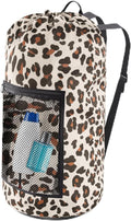 Laundry Bag Backpack, Extra Large Travel Laundry Bag with Mesh Pocket & Adjustable Shoulder Straps,Dirty Clothes Travel Bag for College Students Dorm,Apartment(Leopard Print)