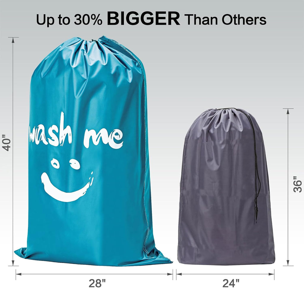HOMEST XL Wash Me Travel Laundry Bag, Dirty Clothes Organizer, Large Enough to Hold 4 Loads of Laundry, Easy Fit a Laundry Hamper or Basket, Light Blue
