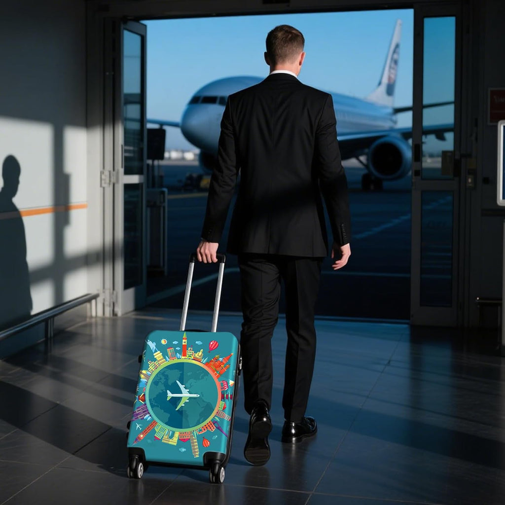 WUJIAONIAO Travel Luggage Cover Spandex Suitcase Protector Washable Baggage Covers (M (for 22-24 inch luggage), Go Travel)