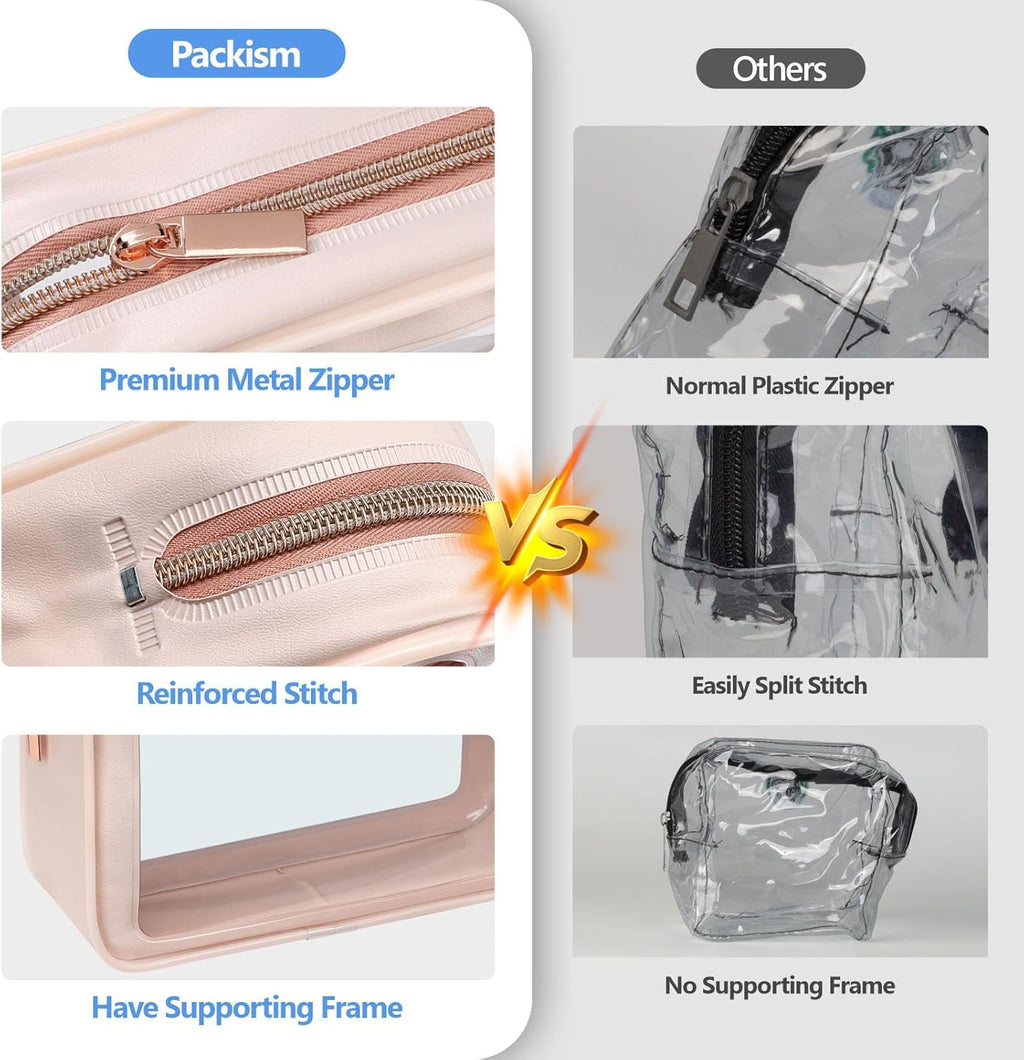 PACKISM TSA Approved Toiletry Bag - Upgrade Color-Edged Clear Makeup Bags, Clear Toiletry Bags For Traveling Fits Various Storage Needs