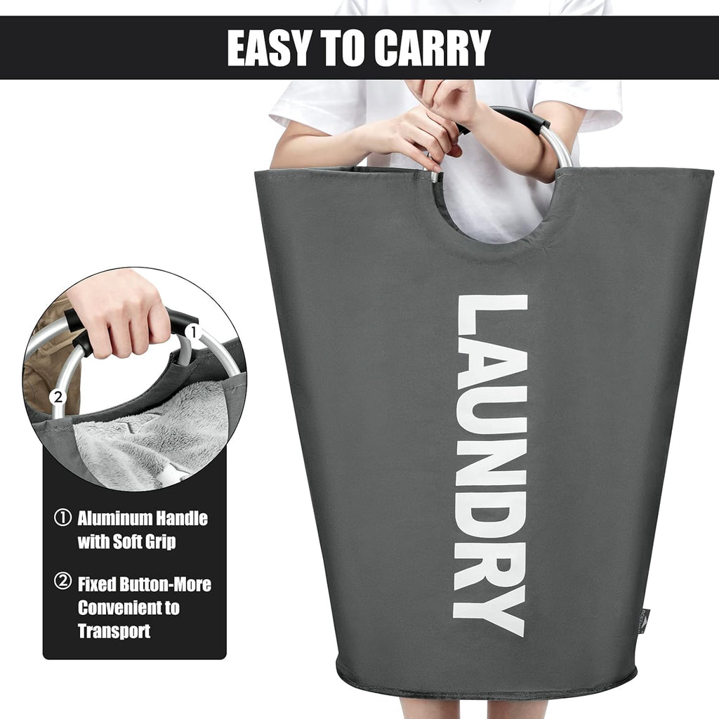 DOKEHOM 125L X-Large Collapsible Washing Laundry Basket Bag (7 Colors) for Bedroom, Fabric (Dark Grey, XL)