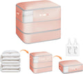 1 Pack Compression Storage Bags - 110L Large Capacity Comforter Storage Bag, 3-Layer Washable Ultra Space Saving Self Compression Organizer Space Bags for Blankets, Sweaters, Sheets, Pink