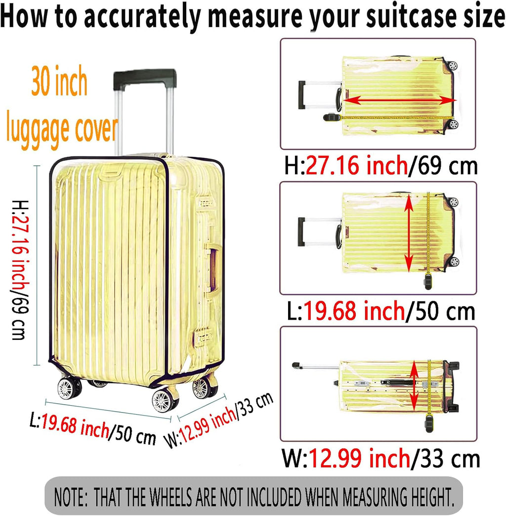 30 Inch Clear PVC Luggage Cover, 0.2mm Thick Lightweight Waterproof, Dustproof, Anti-Scratch Suitcase Cover, Luggage Covers for Suitcase TSA Approved, Fits 30"-31" Wheeled Luggage