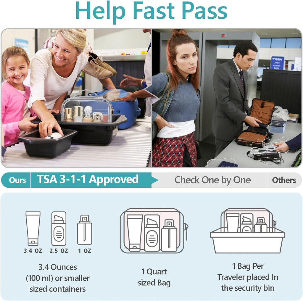 PACKISM TSA Approved Toiletry Bag - Upgrade Color-Edged Clear Makeup Bags, Clear Toiletry Bags For Traveling Fits Various Storage Needs