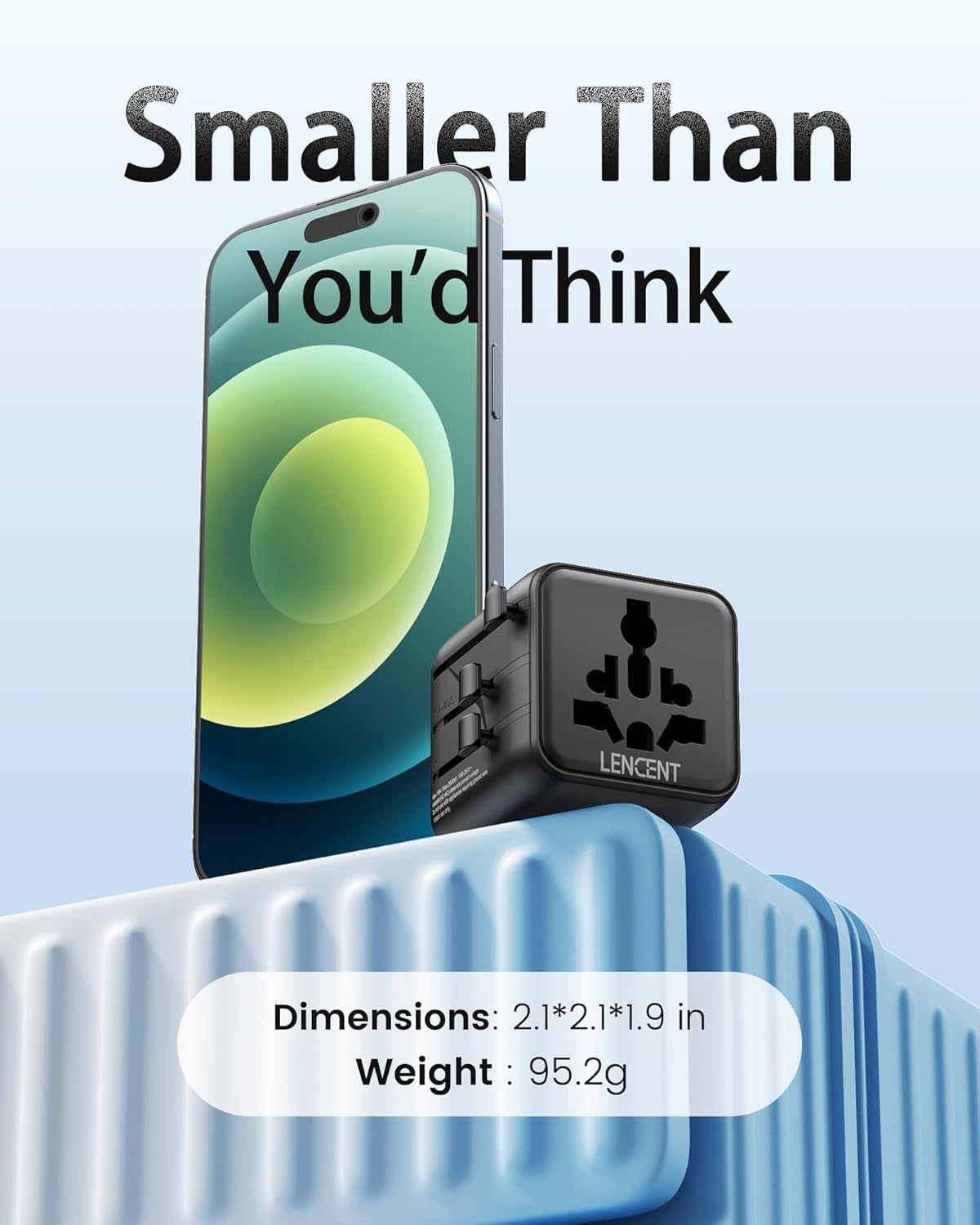 LENCENT Universal Travel Plug Adapter,International Power Adaptor with Dual AC Outlet, Worldwide Wall Charger for US to Europe UK Iceland Spain Italy France Australia(Type C/G/A/I),Black