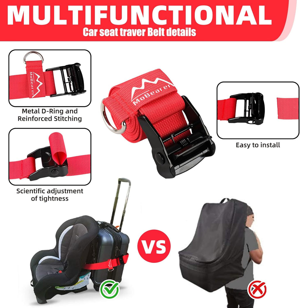 Car Seat Travel Belt to Suitcase,Car Seat Travel Strap to Convert Kid Car Seat and Carry-on Luggage into an Airport Car Seat Stroller,Safe Travel Solution for Transport