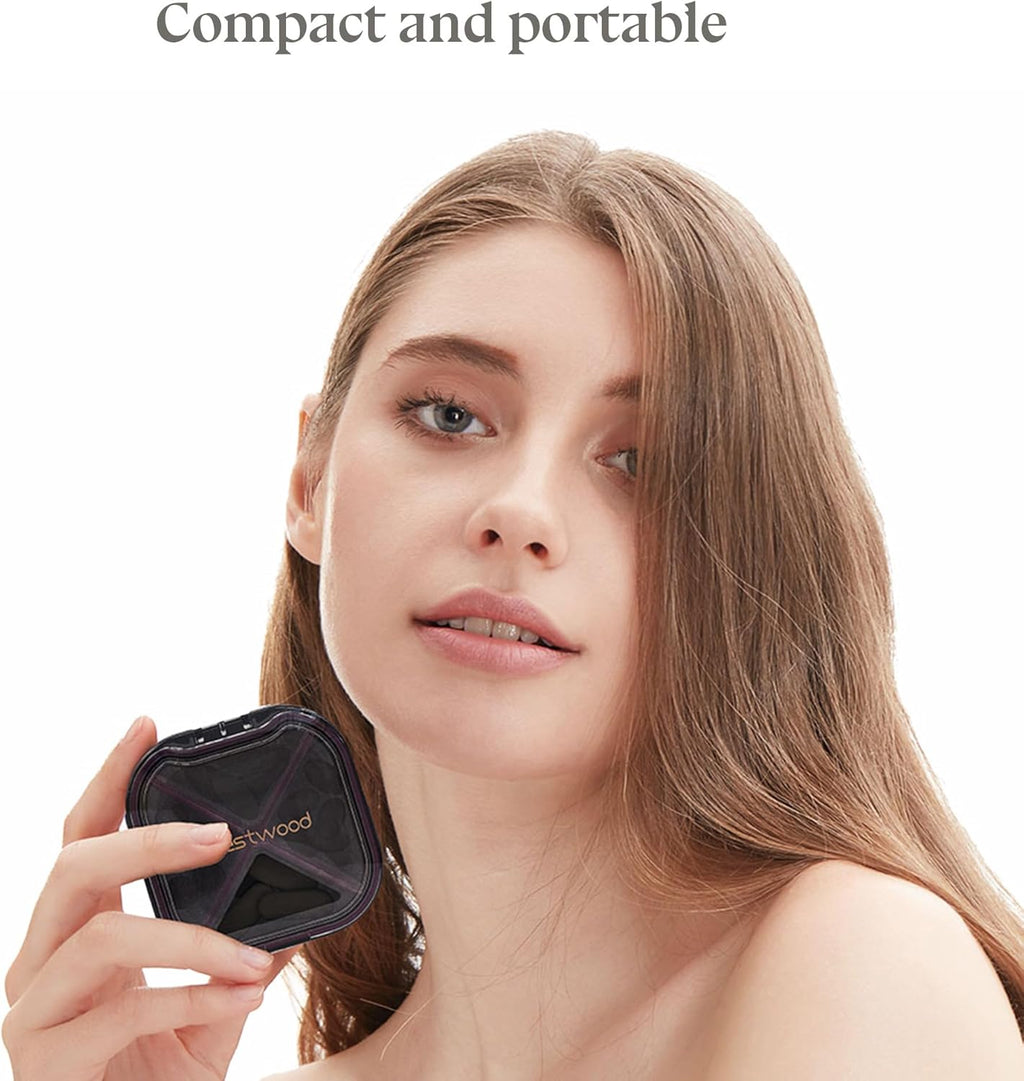 1 Pack Small Pink Pill Organizer, 4 Compartments, Compact Stylish Cute Travel Camping Pill Box Daily Medicine Pill Case, Portable and Moistureproof to Store Vitamins, Medication and Supplements