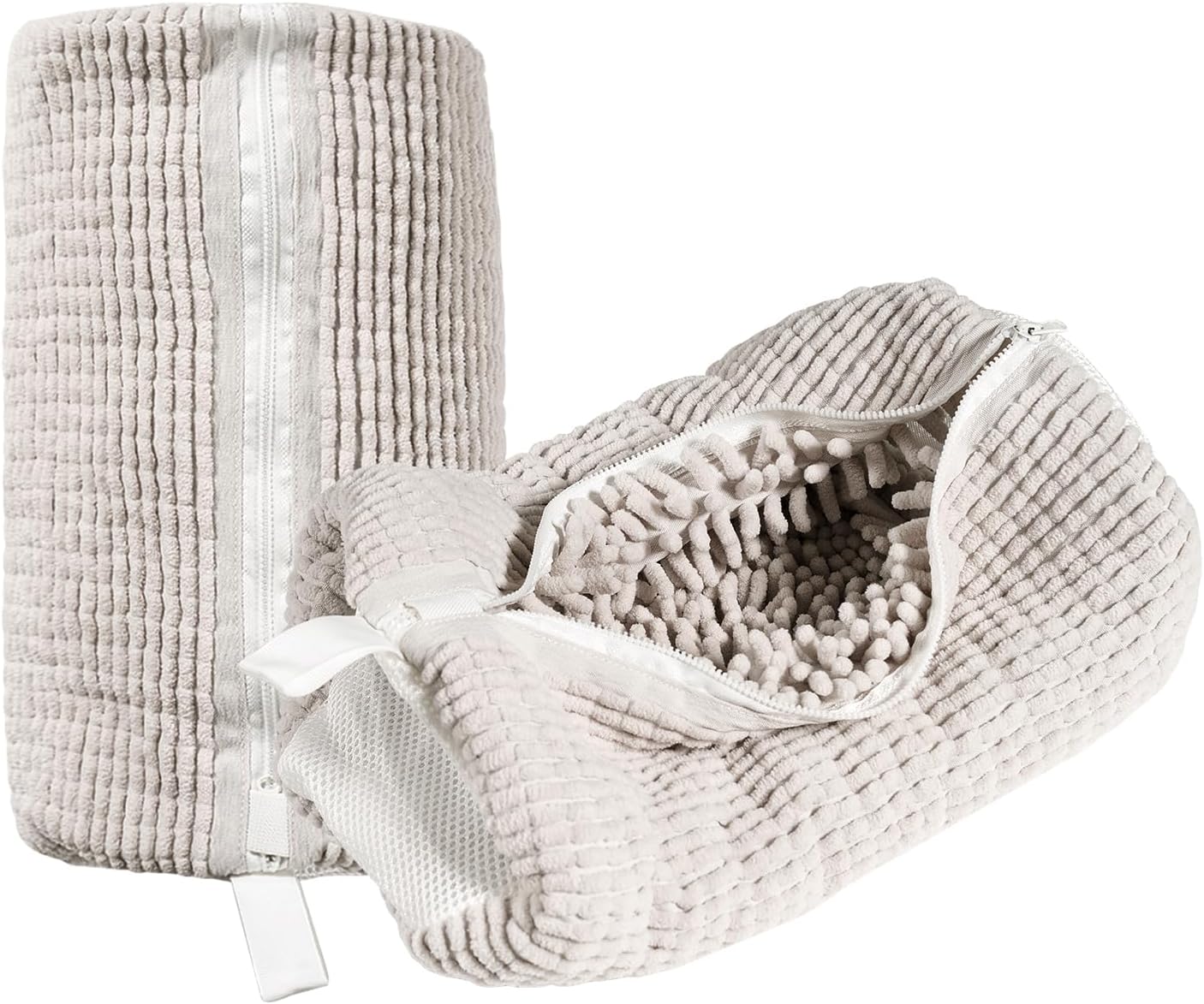 HEAVYWOOD Shoes Bag for Washing Machine Reusable Shoe Cleaning Washing Machine Bag Sturdy Anti-Rust Zipper 15.7’’*7.8’’ Shoe Laundry Bag for Washer and Dryer for Sneakers, Trainers (Beige, 2Packs)