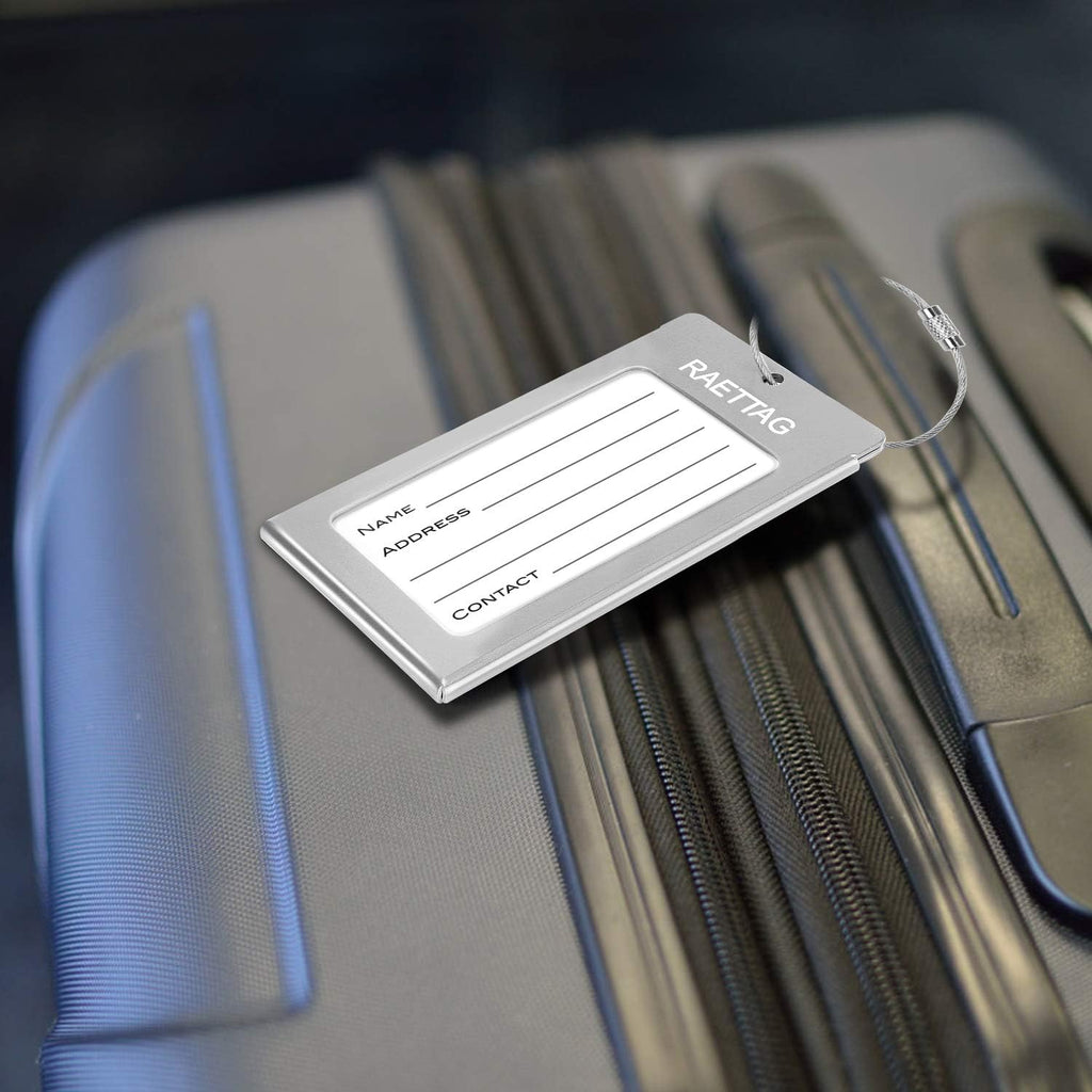 Luggage Tags Metal Suitcase Tags Travel Bag ID Identifier Luggage Tag (Silver 4-Pack)