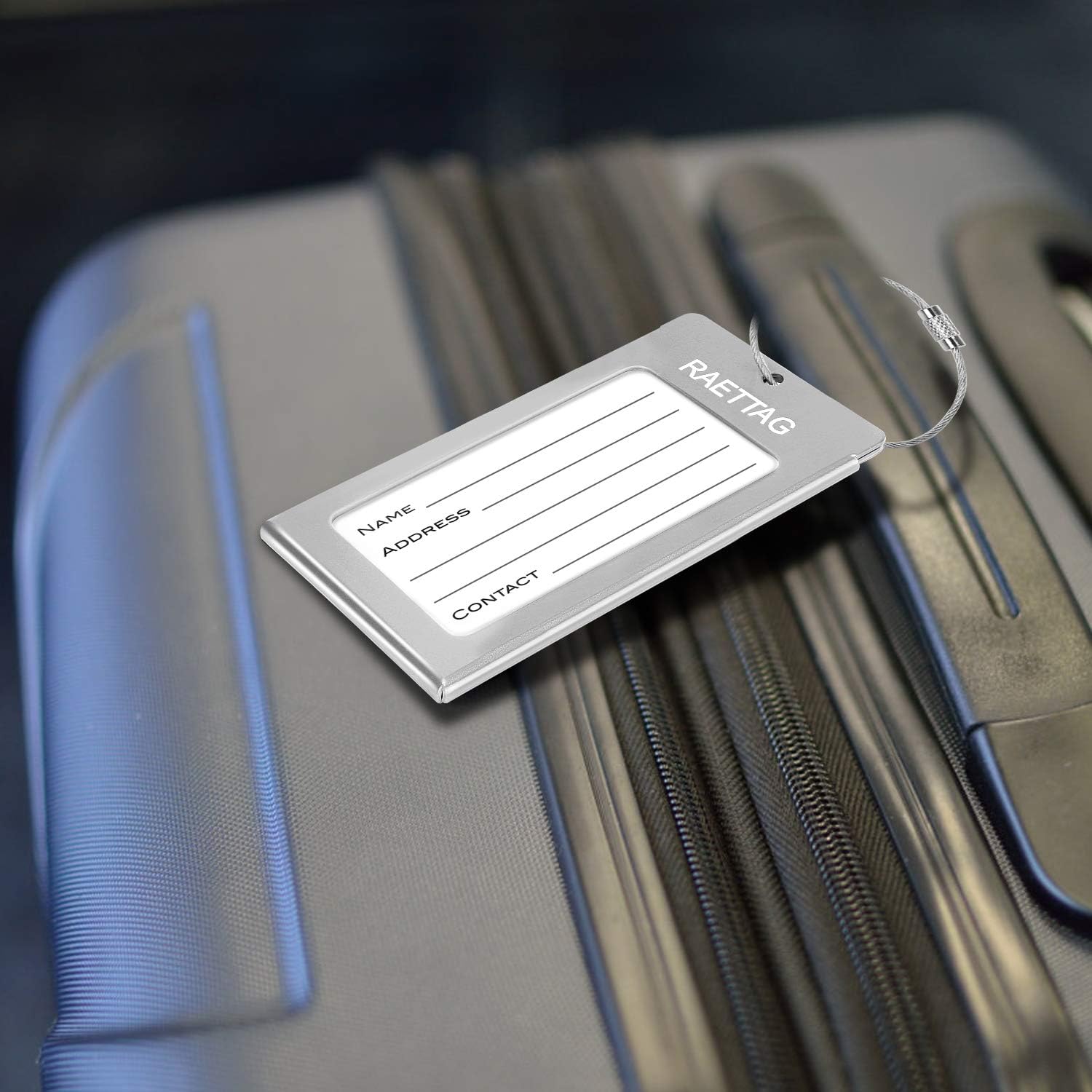 Luggage Tags Metal Suitcase Tags Travel Bag ID Identifier Luggage Tag (Silver 4-Pack)