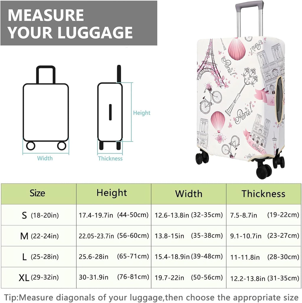 Travel Luggage Cover Suitcase Protector Fits 18-32 Inch Wheel Covers PatternedTravel Related Items Flower Luggage Protector Elastic M