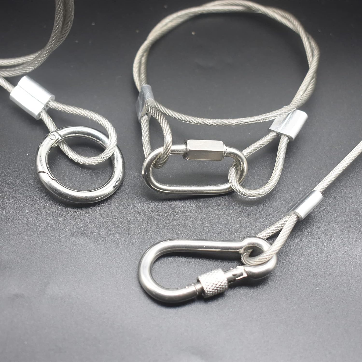 10 pcs 20 inch (50cm) 3mm Thickness Stainless Steel Wire Cable with Loops Vinyl Cover Coated Short Rope Lanyard Lock Safety Tether Chains, Clear