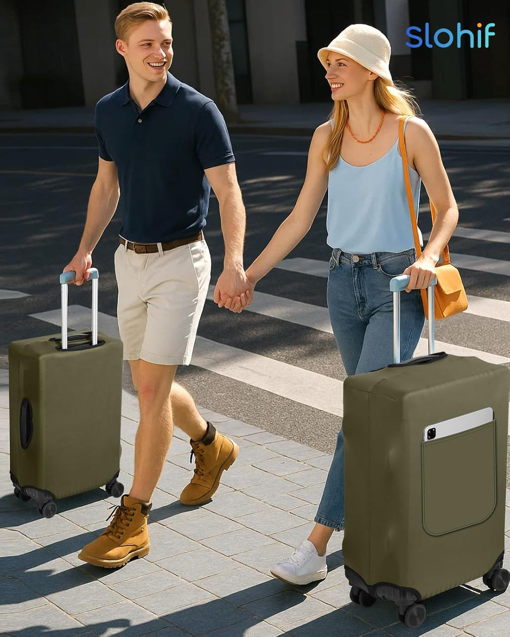 Slohif Luggage Cover for Suitcase Tsa Approved Protector - Luggage Sleeve Suit Case Cover Travel Stretch Large Baggage Case Protective Washable Fit 26-28 Inch Green