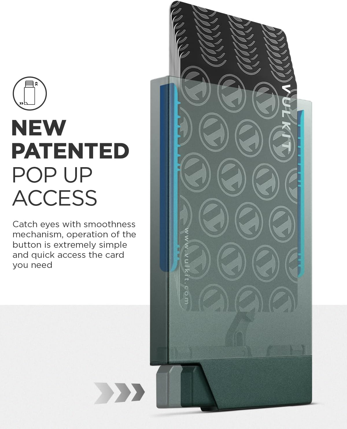 VULKIT Pop up Card Holder Minimalist Credit Card Holder RFID Blocking Slim Metal Card Case for Men or Women(Midnight Green)