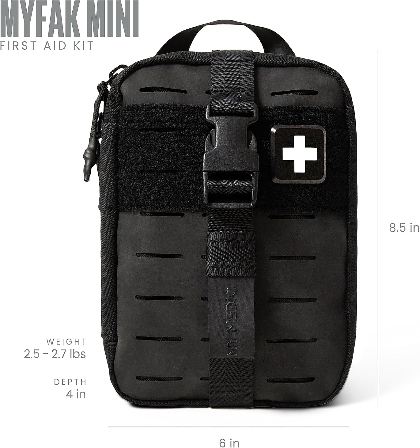 My Medic MyFak Mini First Aid Kit - Small and Lightweight for Camping Hiking and Backpacking - IFAK with 70 Items - HSA/FSA Great for Travel - Black