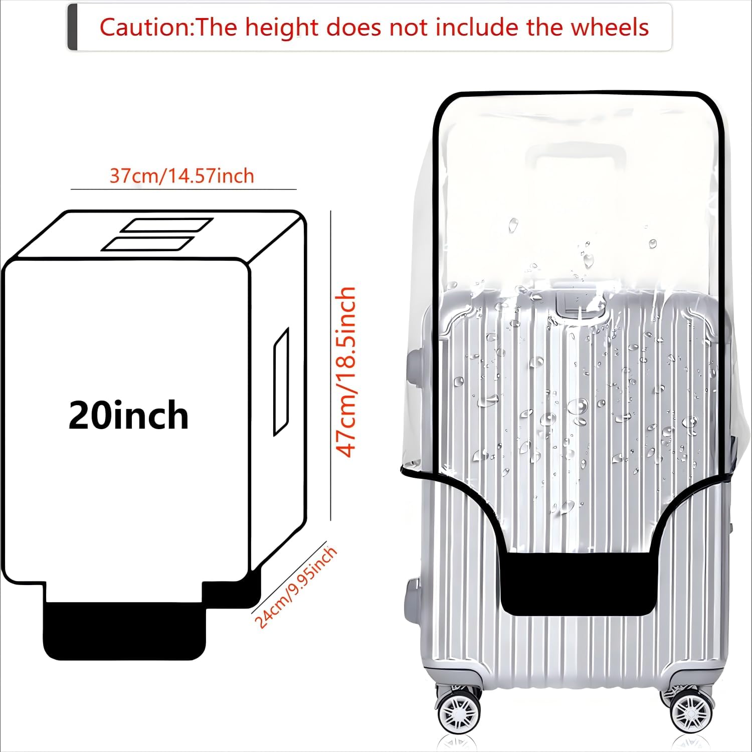 20-21 Inch PVC Luggage Protector Cover for TSA Approved Clear Suitcase Protector Transparent Luggage Protective Cover Case Suitable for 20"-21"