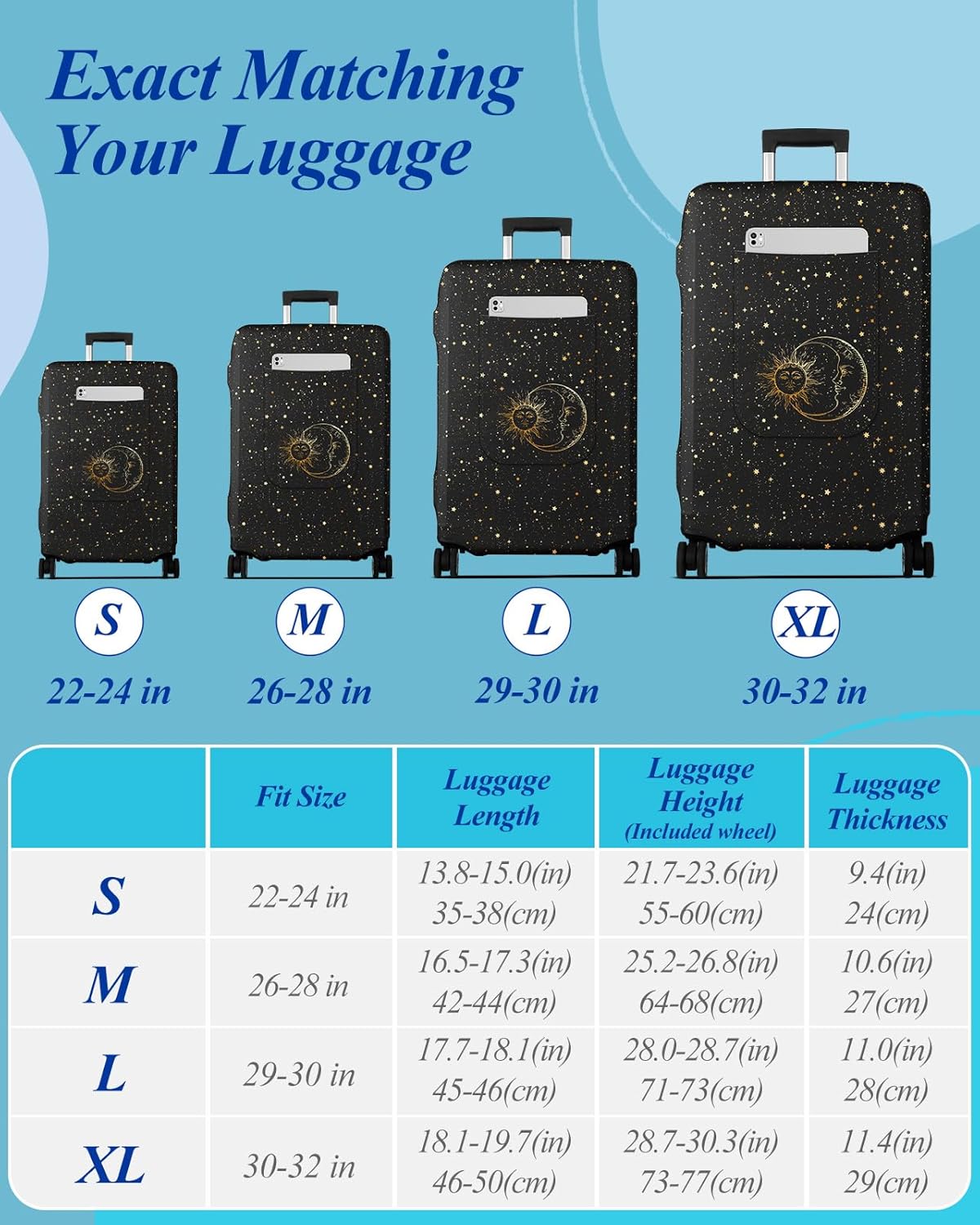 Slohif Luggage Cover for Suitcase Tsa Approved Protector - Luggage Sleeve Large Suit Case Cover Travel Stretch Baggage Case Protective Washable Fit 29-30 Inch Sun L