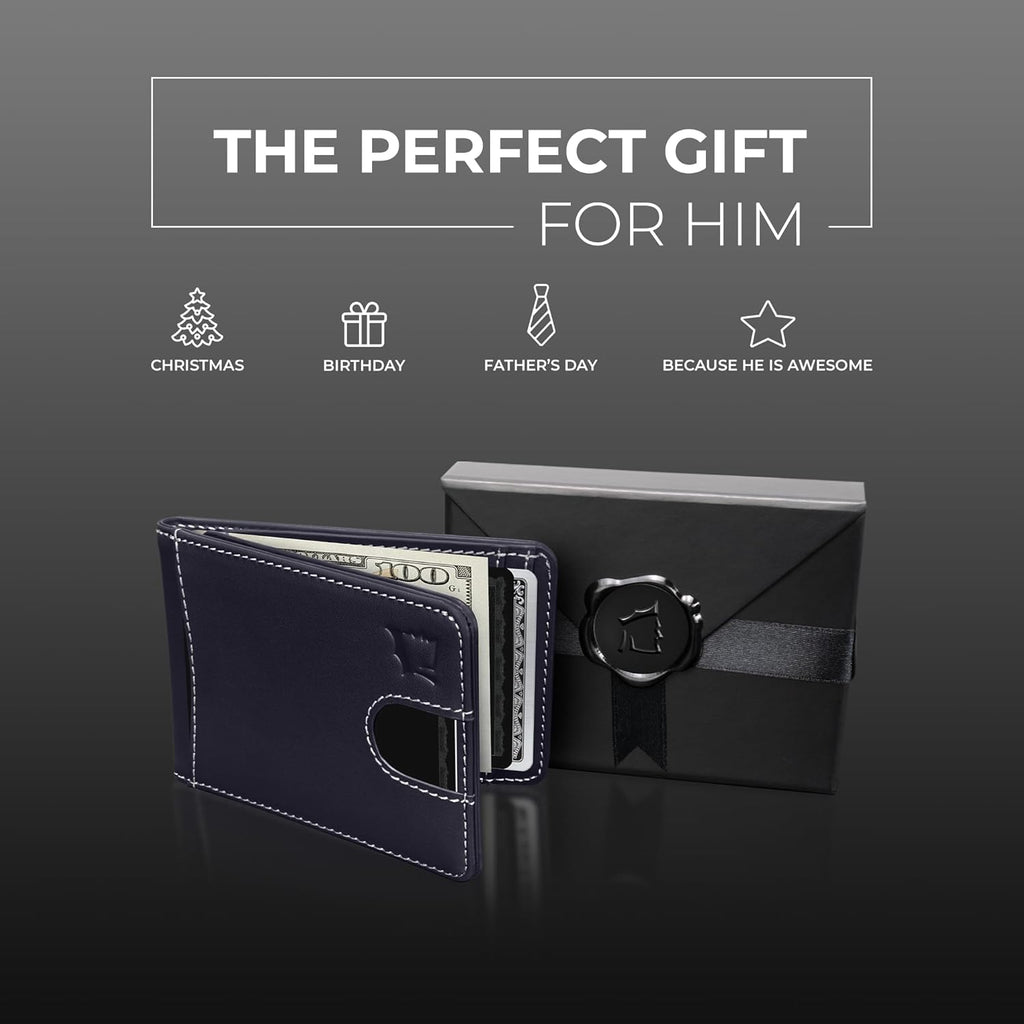 Kingly Cash Pocket Slim Wallet for Men - RFID Blocking Leather Card Holder - Minimalist Men’s Wallet for Front Pockets - Holds 1-15 Cards & Cash - Durable Italian Leather Wallets