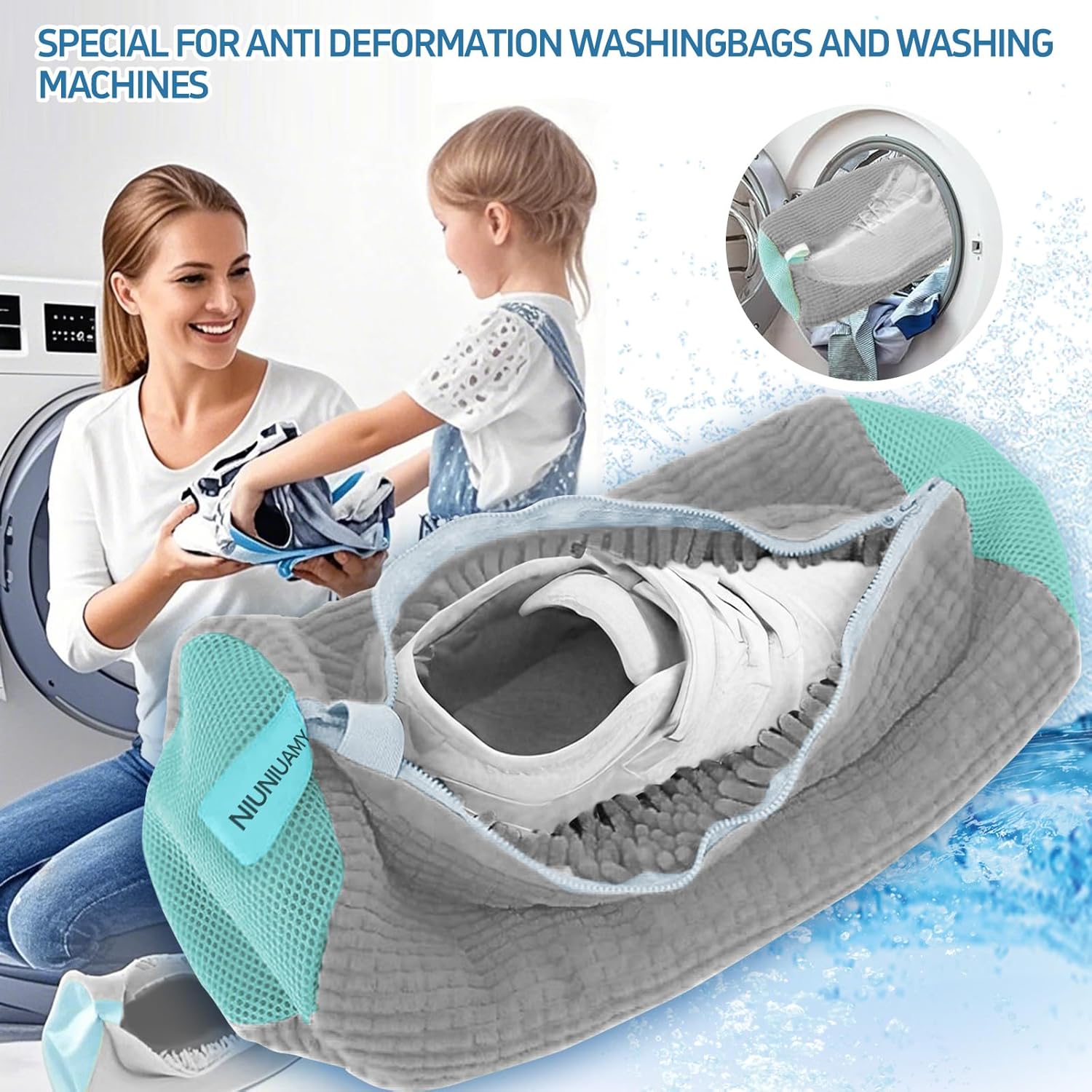 Shoe washing machine bag,Sneaker Laundry Bag for Shoes, Reusable and Durable Shoe Laundry Bag for Washer and Dryer,Suitable for cleaning shoes, gym, tennis, basketball, shoe storage (Grey -2 pieces)