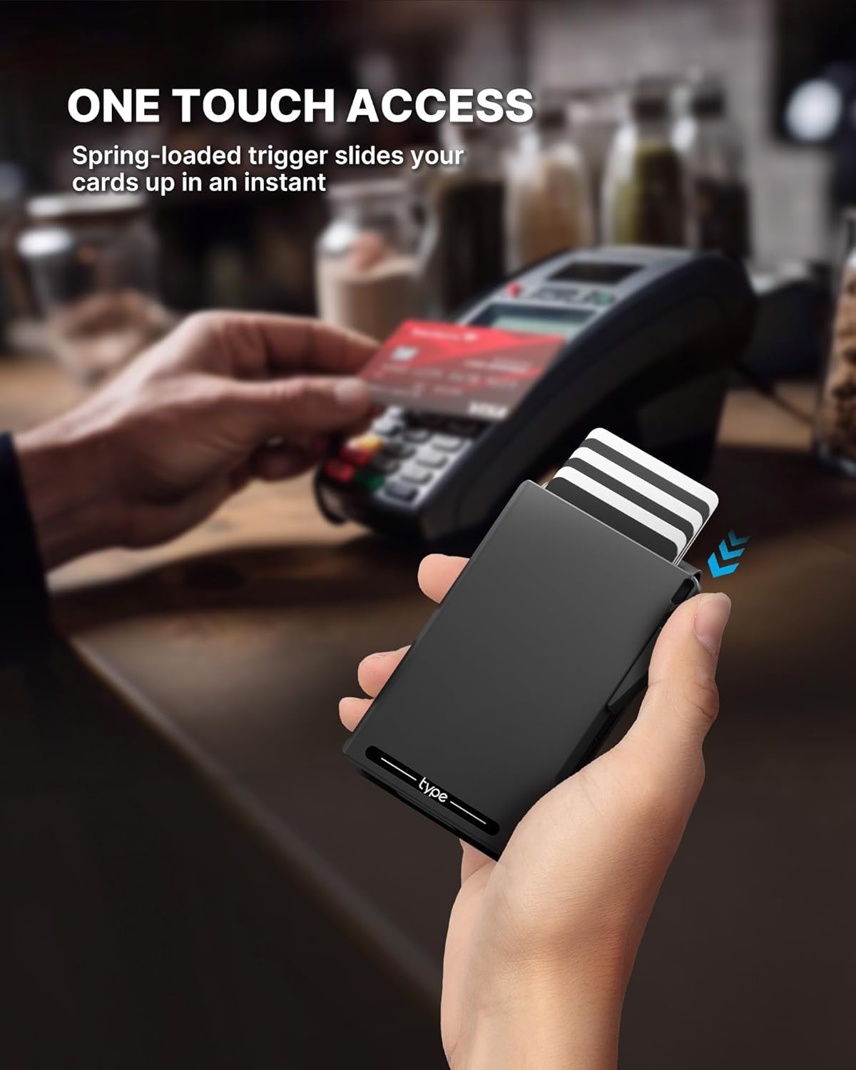 typecase Tactical Wallet for Men Card Holder: Pop Up Card Case, Full Grain Leather, Smart, RFID Blocking, Slim, Minimalist, Thin, Front Pocket - 10 Card Slots, ID Window, Money Clip (Burnished Black)