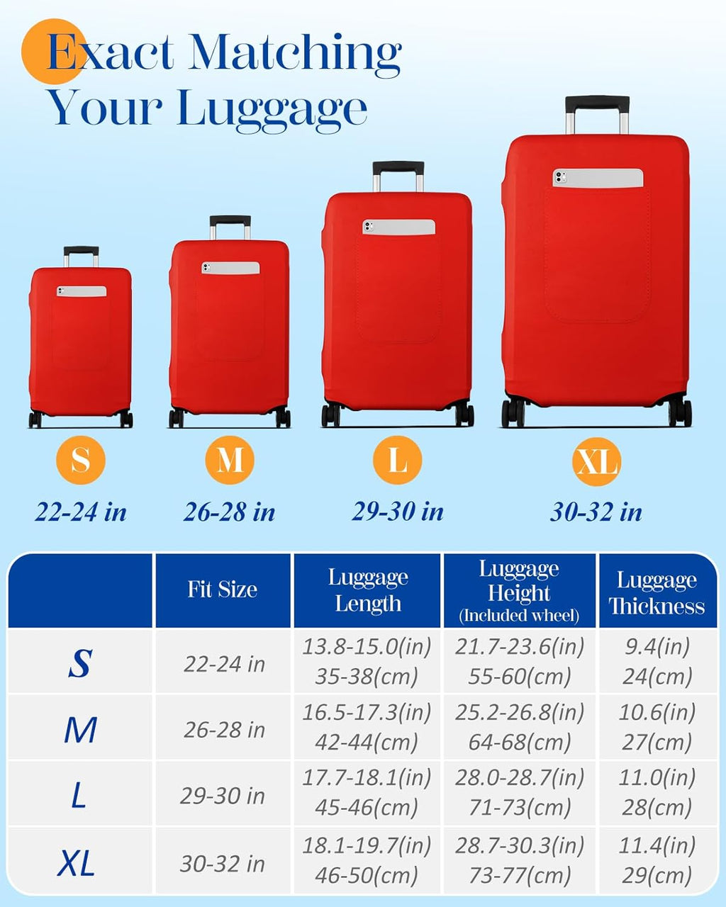 Slohif Luggage Cover for Suitcase Tsa Approved Protector - Luggage Sleeve Suit Case Cover Travel Stretch Large Baggage Case Protective Washable Fit 22-24 Inch Red