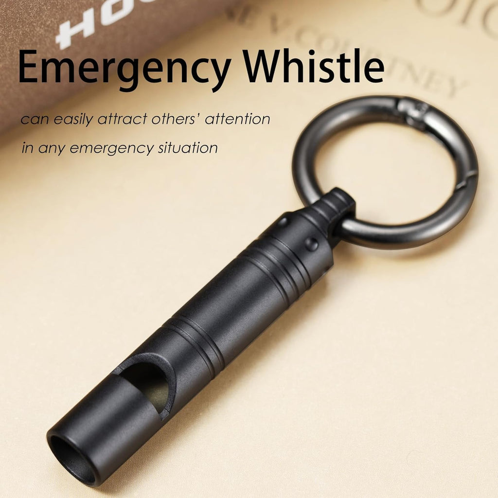 Whistle Emergency,Titanium Loud Whistle up to 120db,Emergency Survival Whistles Keychain for Kids Women Men,Safety Whistles for Camping Hiking-Black