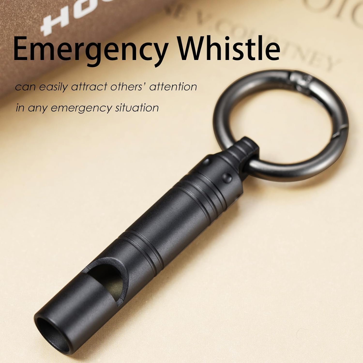 Whistle Emergency,Titanium Loud Whistle up to 120db,Emergency Survival Whistles Keychain for Kids Women Men,Safety Whistles for Camping Hiking-Black