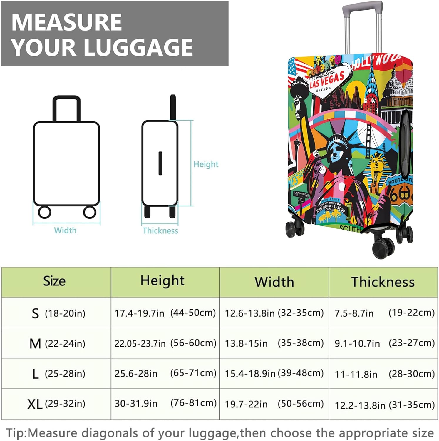 Travel Luggage Cover Suitcase Protector Fits 18-32 Inch Wheel Covers PatternedTravel Related Items Flower Luggage Protector Elastic L
