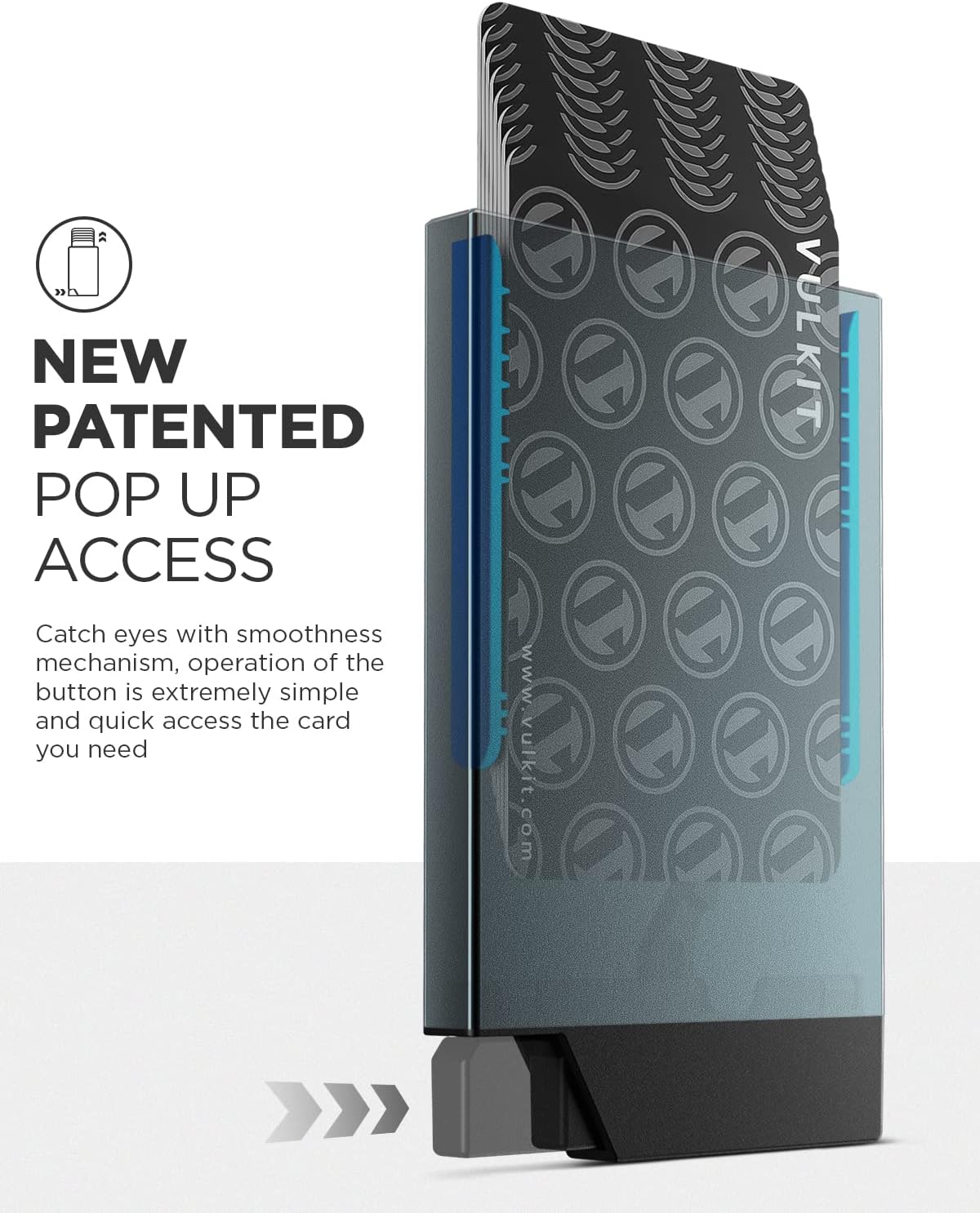 VULKIT Pop up Card Holder Minimalist Credit Card Holder RFID Blocking Slim Metal Card Case for Men or Women(Space Grey)