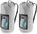 Laundry Bag Backpack, 2PCS Extra Large Travel Laundry Bag with Mesh Pocket & Adjustable Shoulder Straps,Dirty Clothes Travel Bag for College Students Dorm,Apartment(Light Gray)