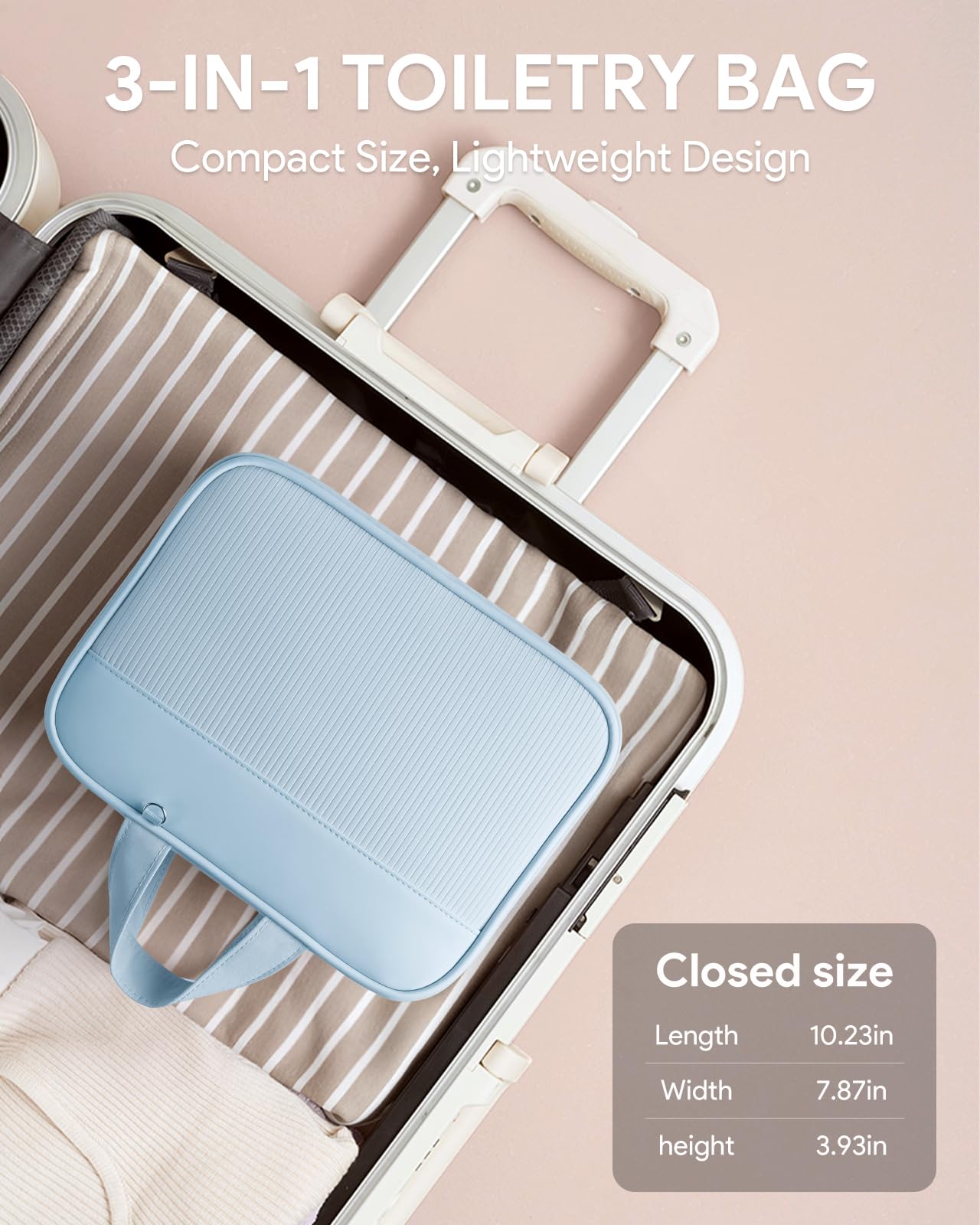 Lotour Travel Toiletry Bag for Women with Travel Size Silicone Containers Set, Hanging Toiletry Bag for toiletries, Cosmetic Bag Travel Organizer (Blue)