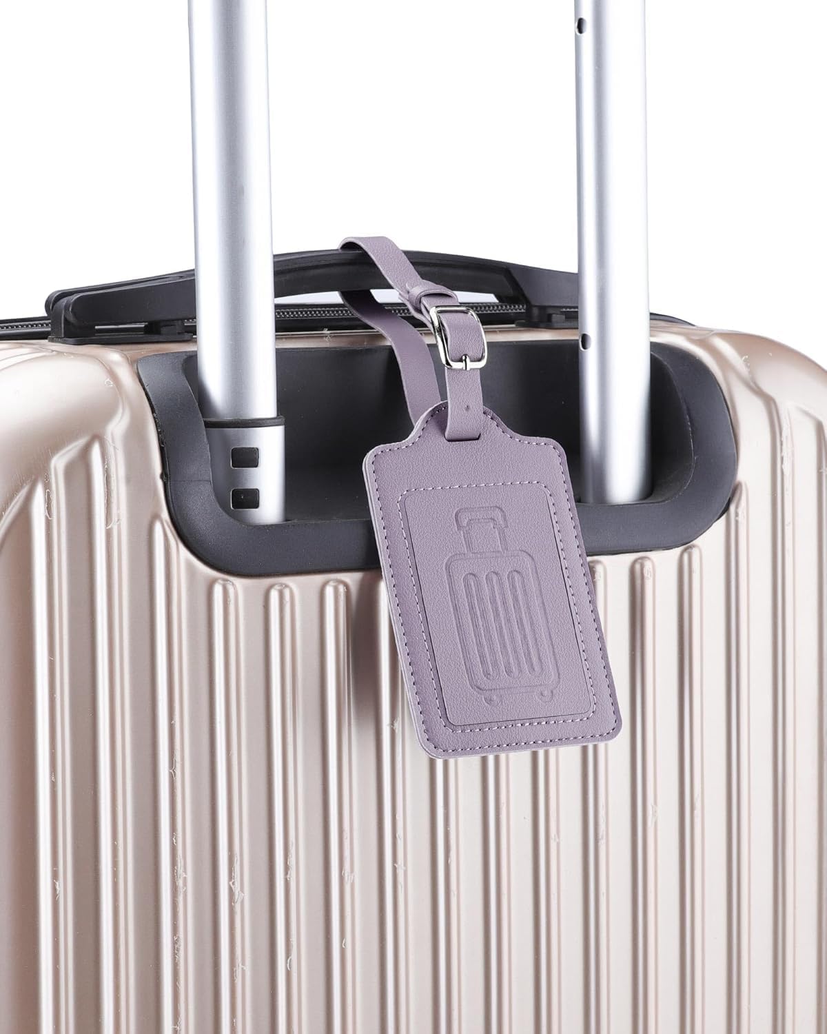 Teskyer Luggage Tags for Suitcases, TSA Approved with Privacy Protection Cover, Premium Faux Leather Bag Tags for Travel - 4 Pack, Purple