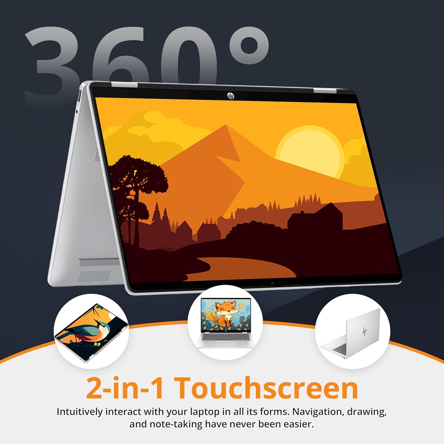 HP OmniBook 5 Flip 2-in-1 14" 2K Touchscreen Laptop, Intel 7 150U, 16GB LPDDR5, 672GB Storage(512GB SSD+160GB Docking Station Set), Backlit Keyboard, 5MP IR Camera, Wi-Fi 6E, Windows 11 Pro, Silver