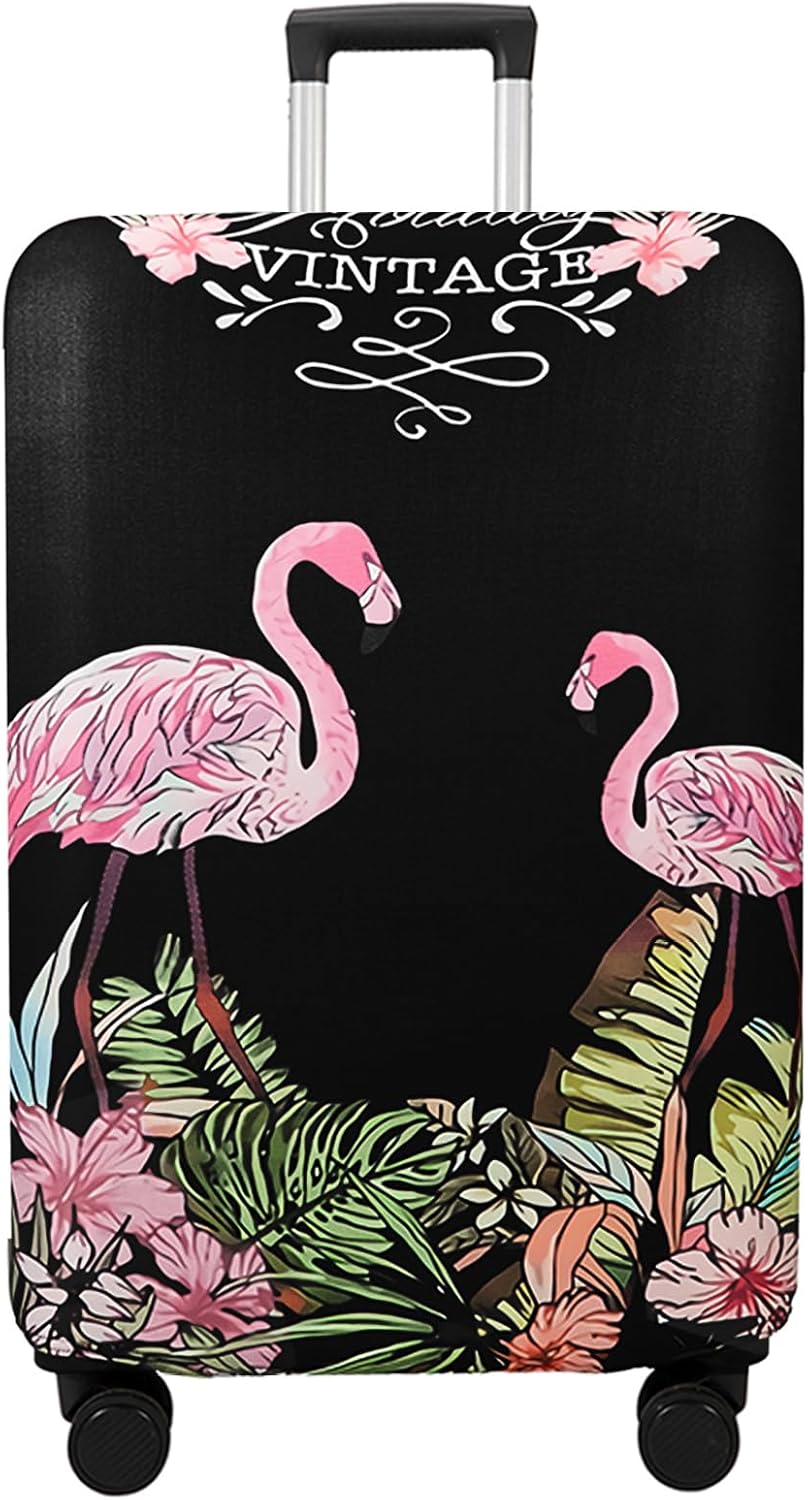 WUJIAONIAO Travel Luggage Cover Baggage Suitcase Protector Fit for 18-32 Inch Luggage (M (for 22-24 inch luggage), flamingo)