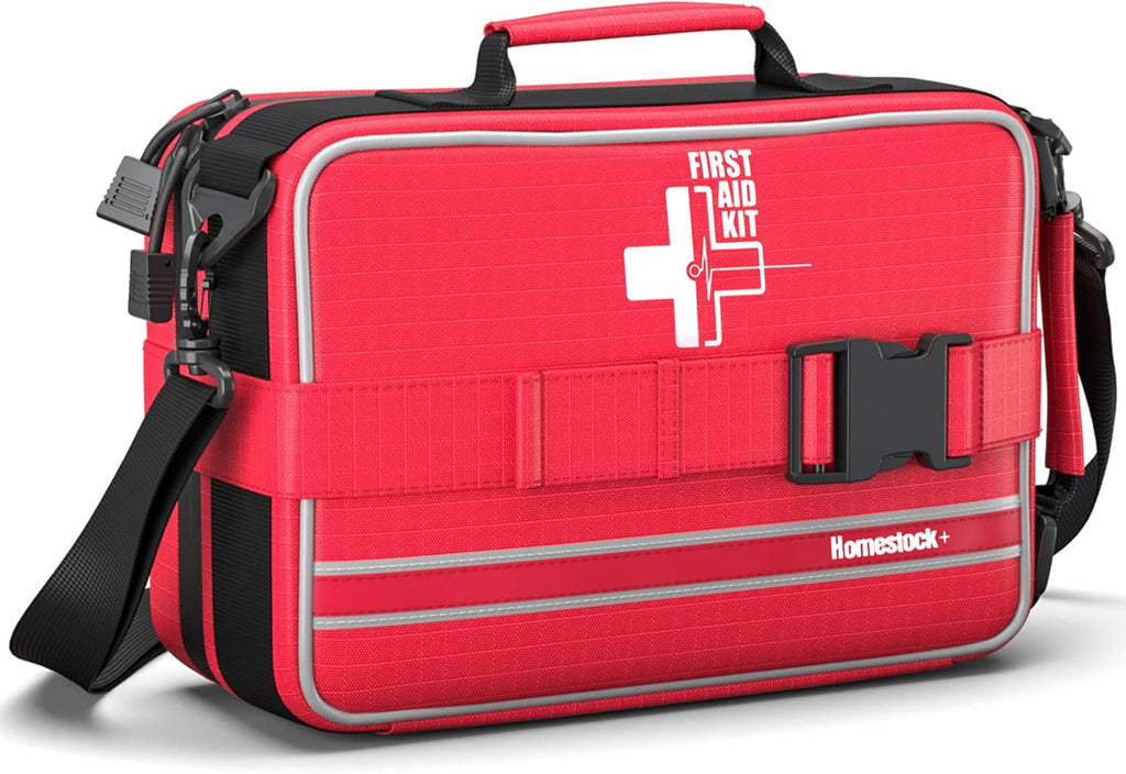 First Aid Kit with Labeled and Color-Coded Compartments, Emergency Medical Kit for Cars, Home, Office, Backpacking, Camping and Cycling