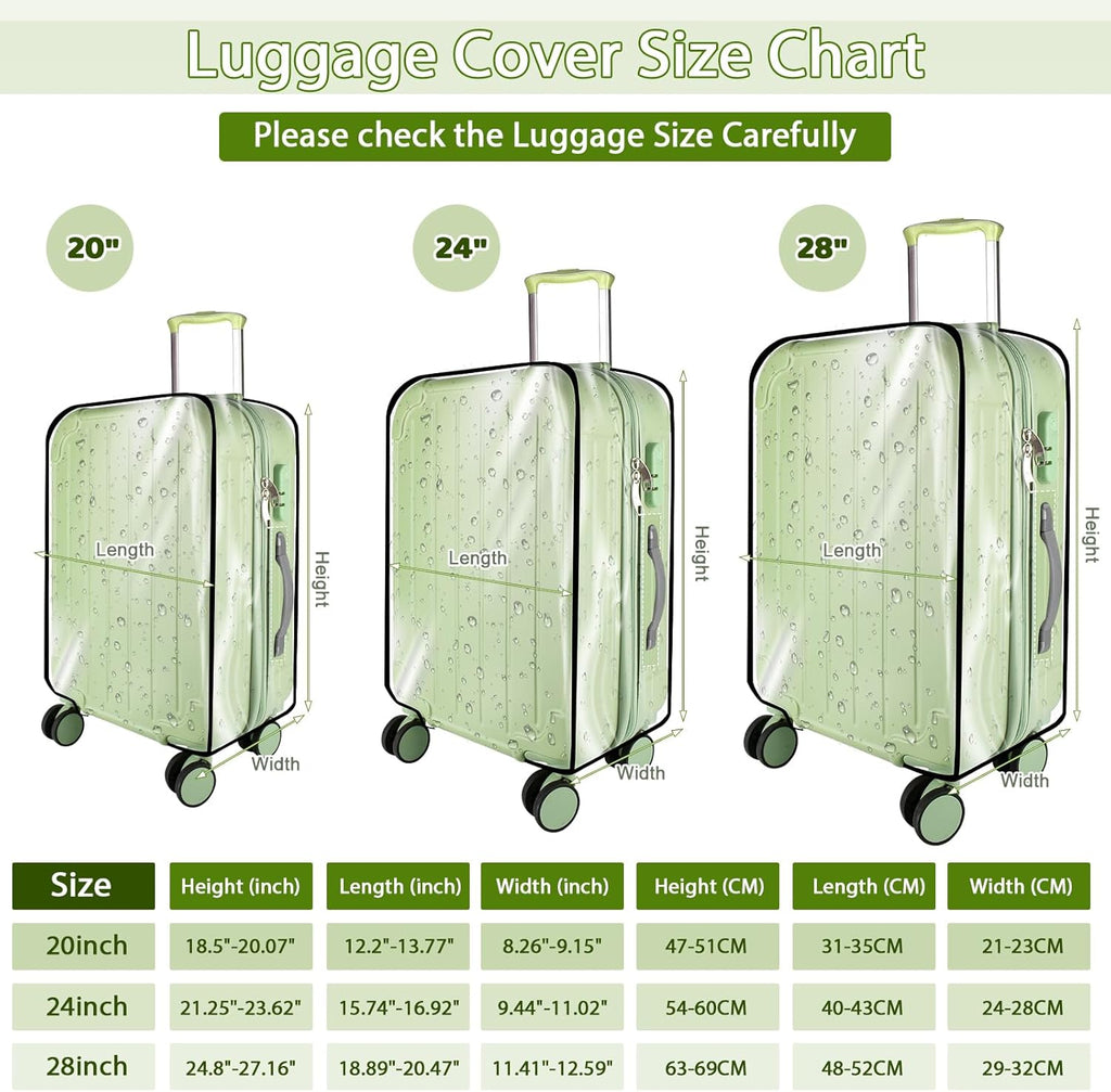 Thicken Clear Luggage Cover Protector, 24" PVC Luggage Covers for Suitcase Waterproof Dustproof Anti-scratch Travel Suitcase Covers Case for Wheeled Luggage