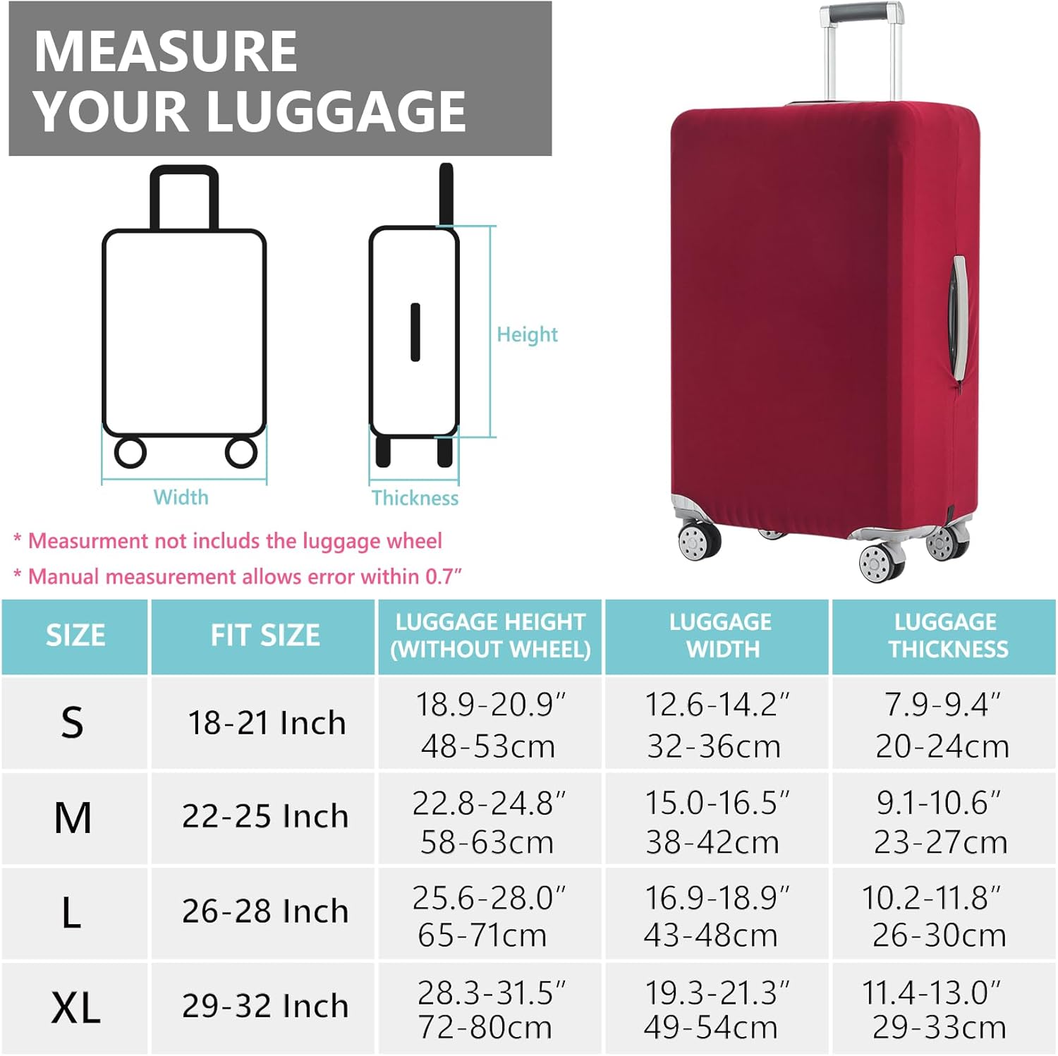 Travelkin Luggage Covers For Suitcase Tsa Approved,Suitcase Cover Protector Fit 18-32 Inch Luggage