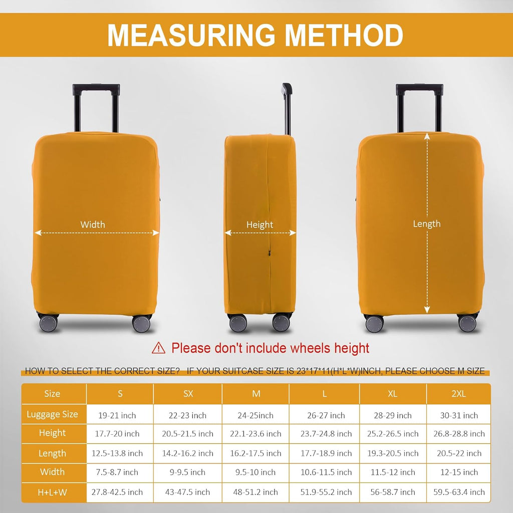 Travel Luggage Cover Suitcase Protector Scratch-Resistant Fit 19-31 Inch Suitcase, Not Included Suitcase (Yellow, SX(22-23 inch))