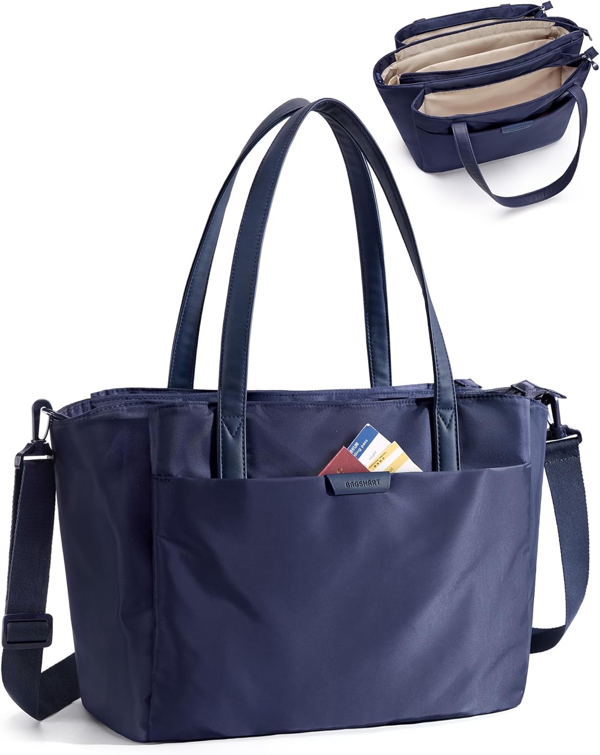 BAGSMART Tote Bag for Women with Compartments, Work Tote Bag with Zipper Women Purse Crossbody Shoulder Handbag with Strap