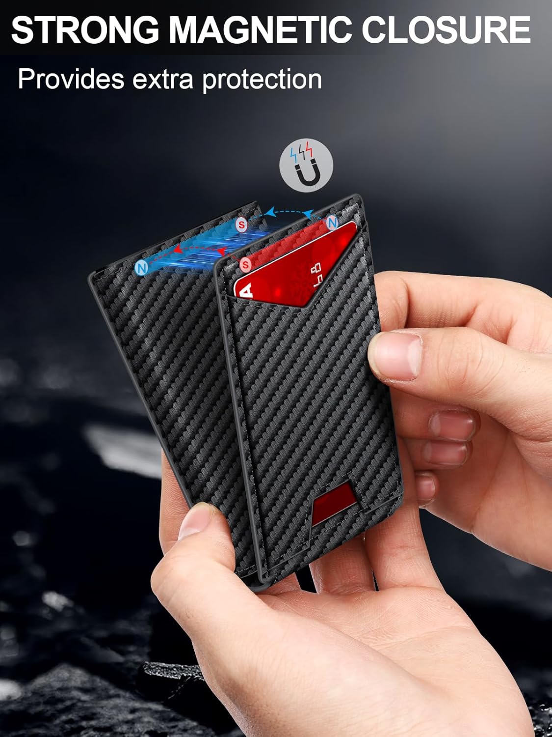 Wallet for Men RFID Wallet with Money Clip, Slim Pop Up Card Holder for 10-12 Cards, Minimalist Smart Credit Card Case with ID Window, Bifold Metal Wallet for Front Pocket, Gifts for Men